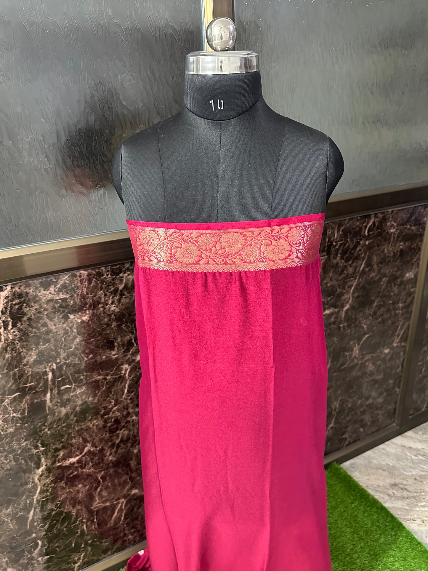 (Maroon) chiffon bandhani saree