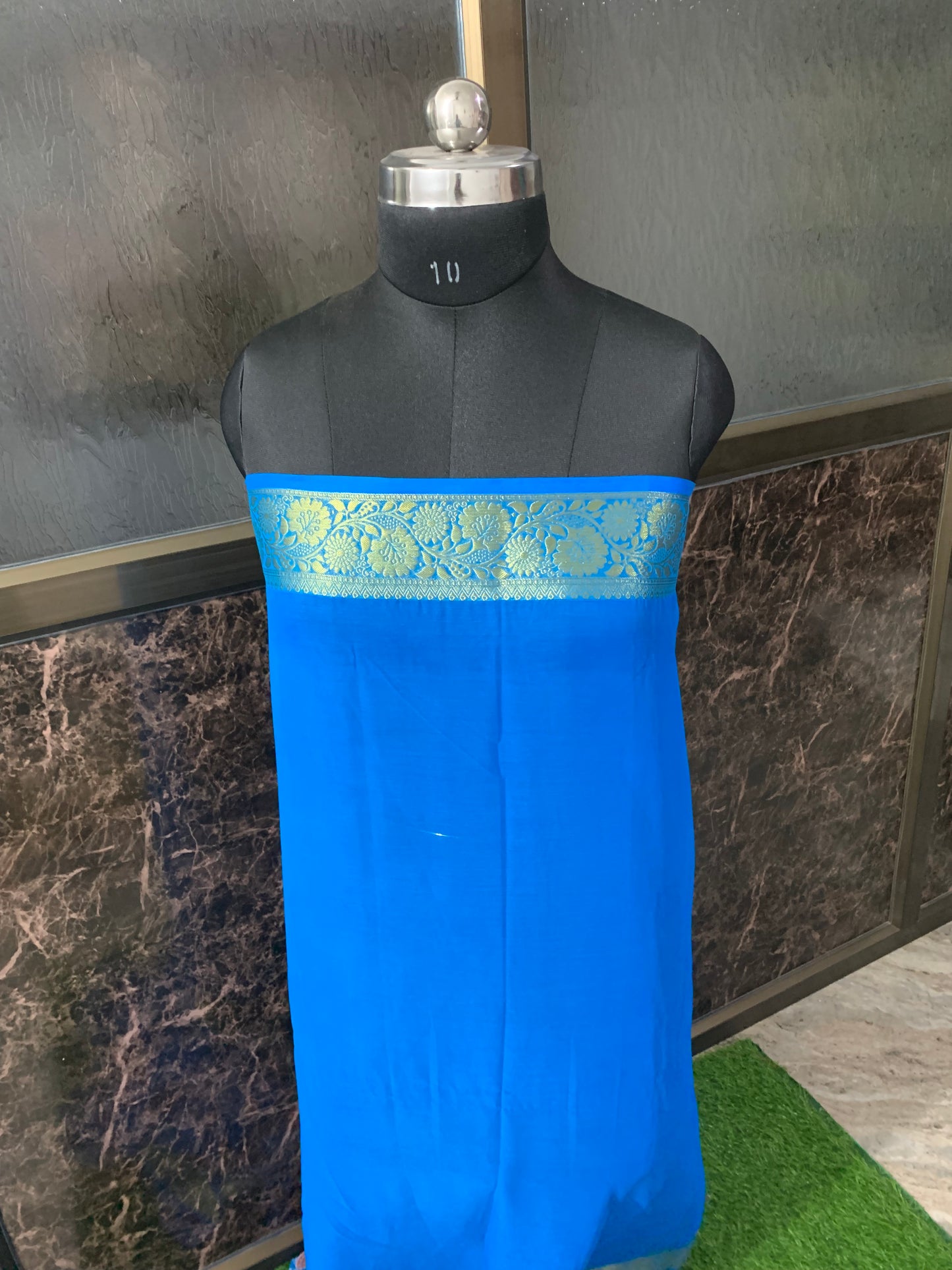 (Firozi)Printed bandhani chiffon saree