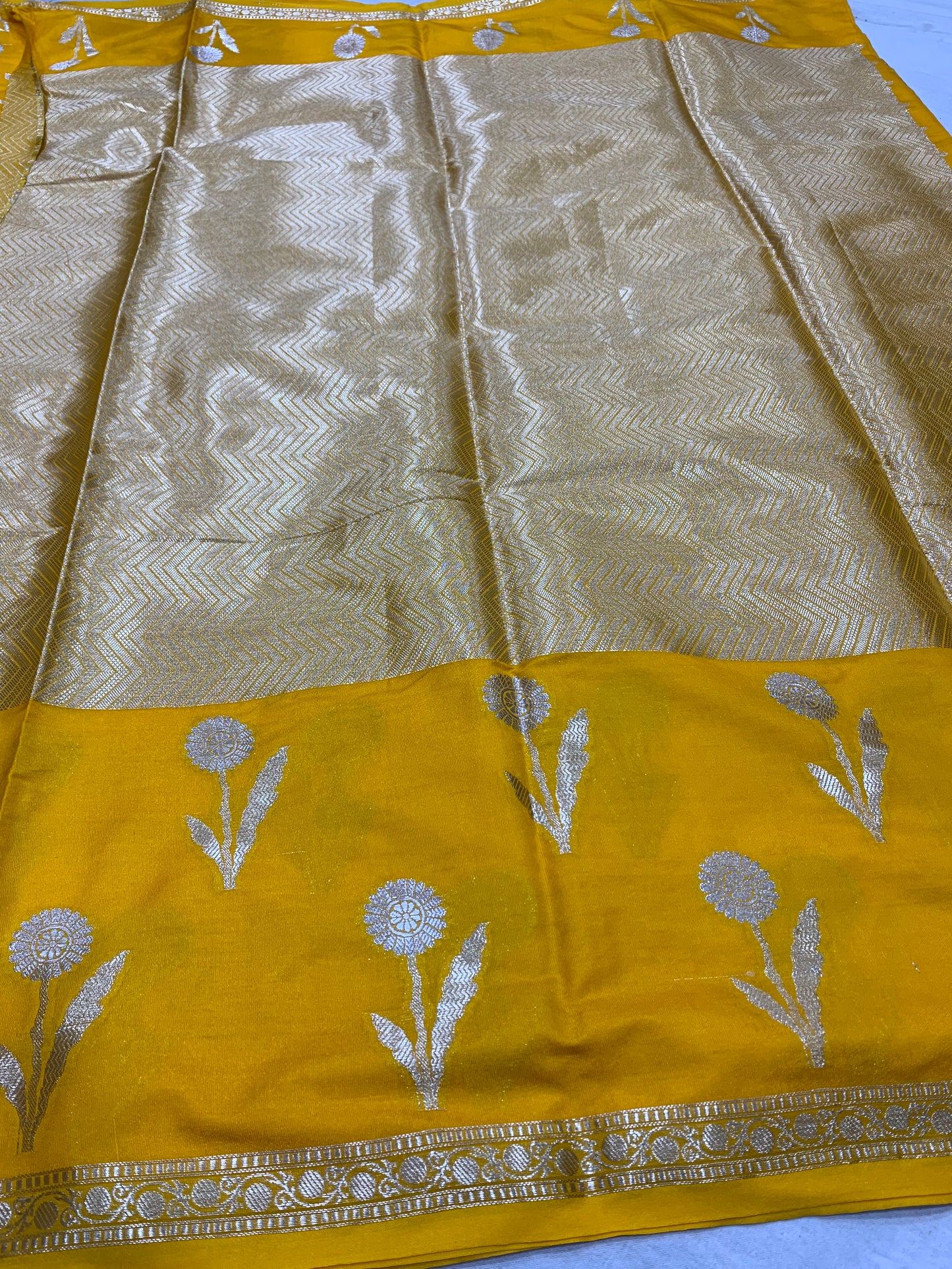 (Yellow) mango silk saree