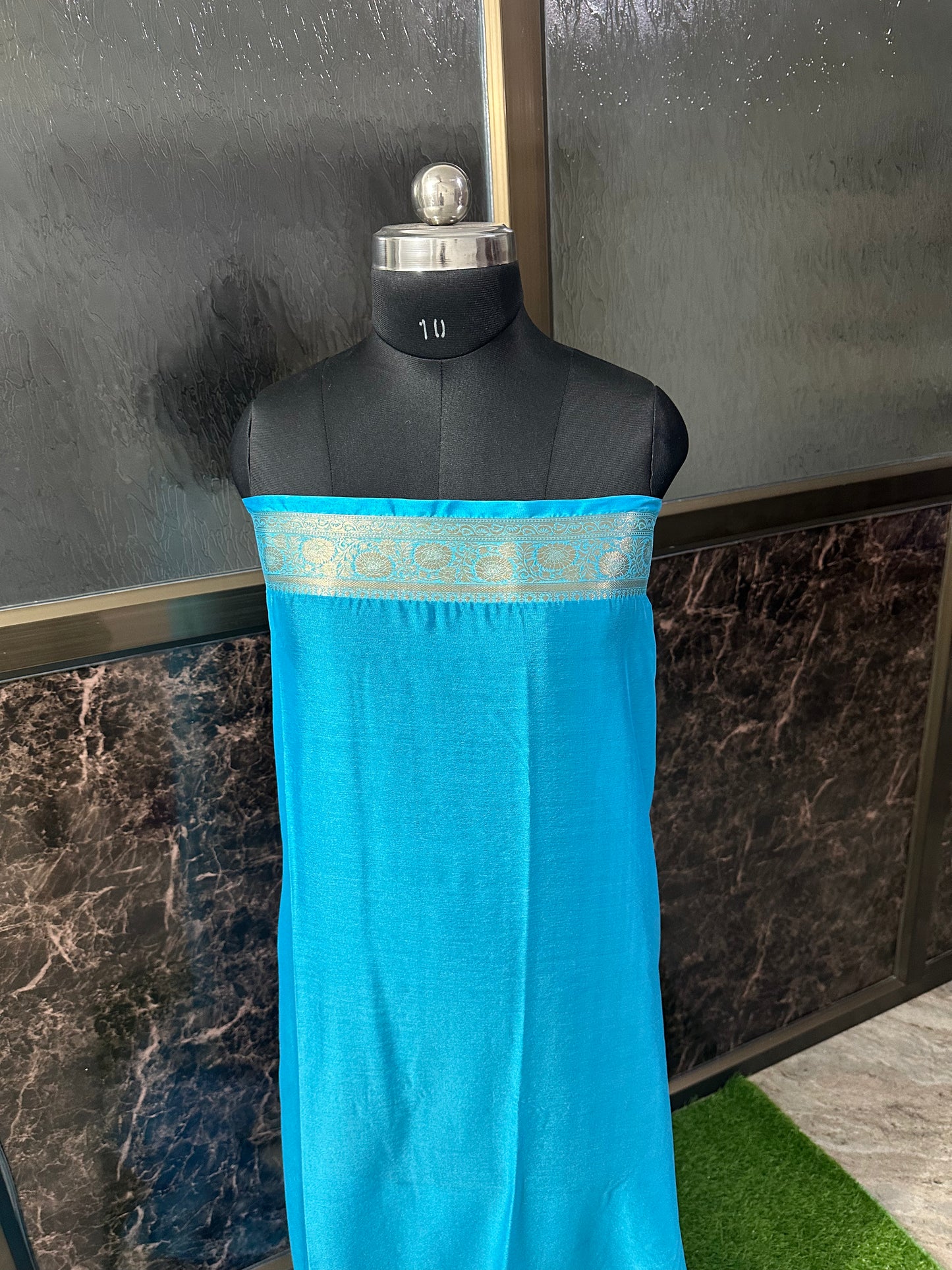 (Firozi)Chiffon bandhani saree