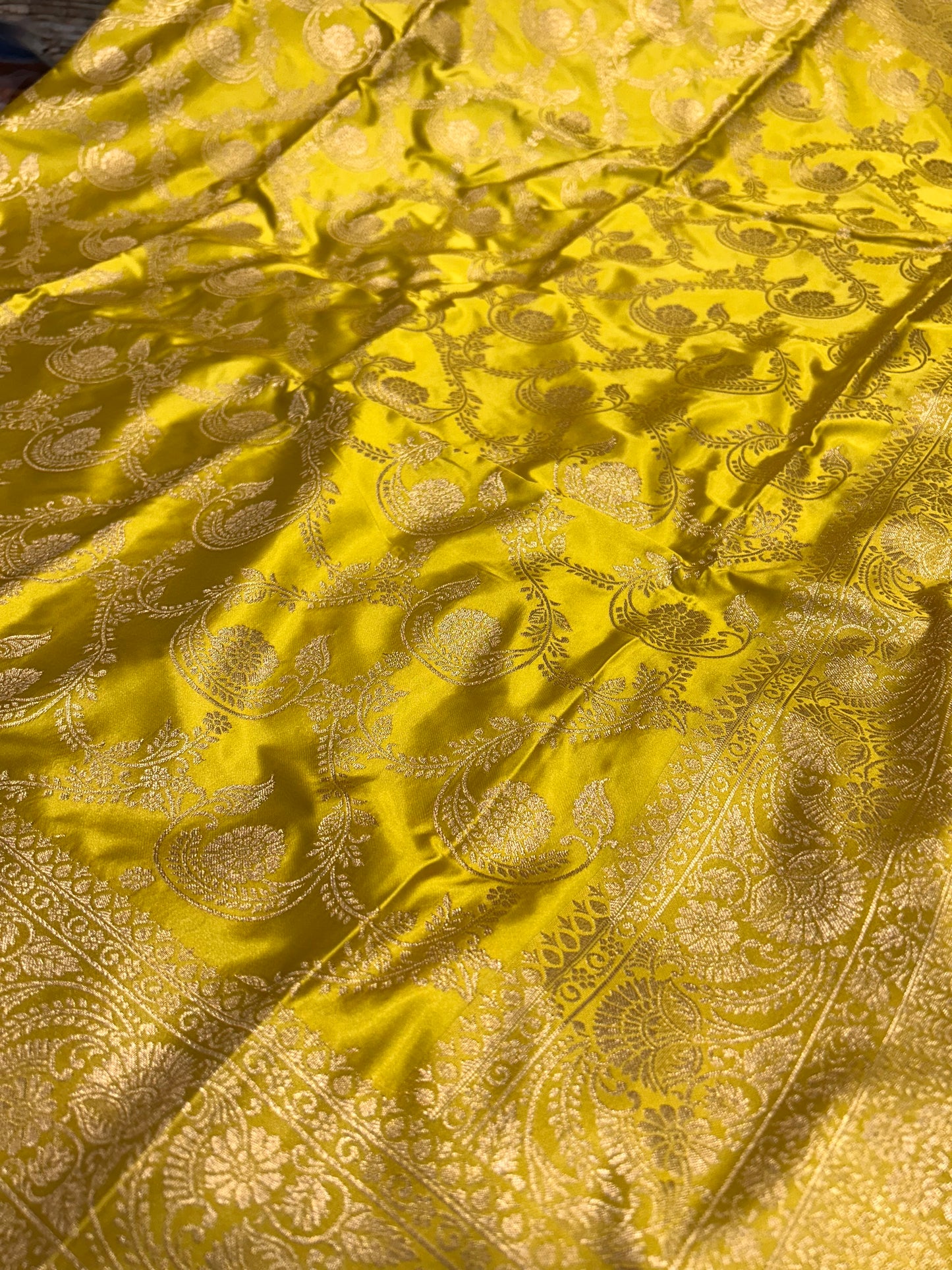 (Yellow)satin mashru silk saree