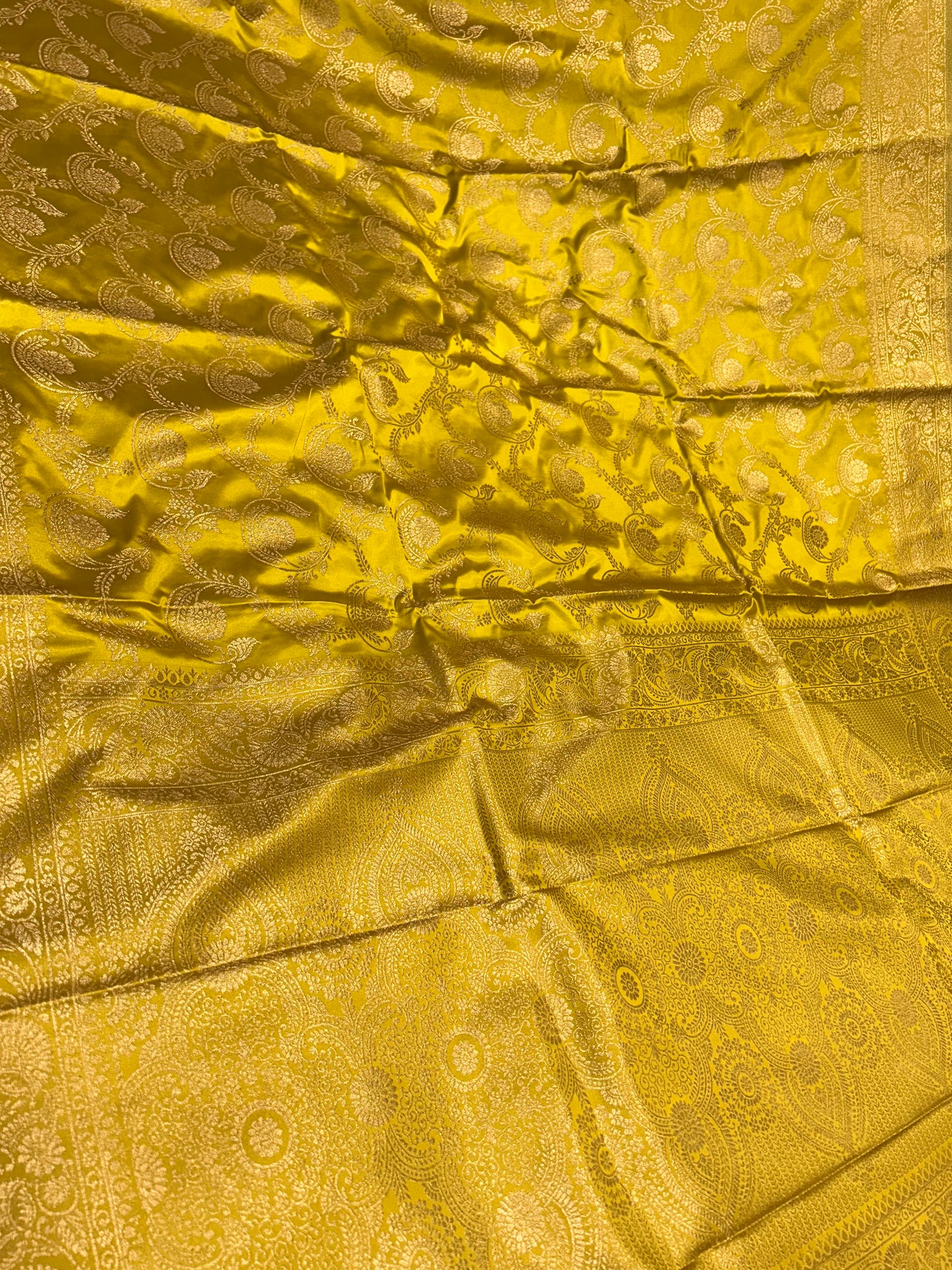 (Yellow)satin mashru silk saree