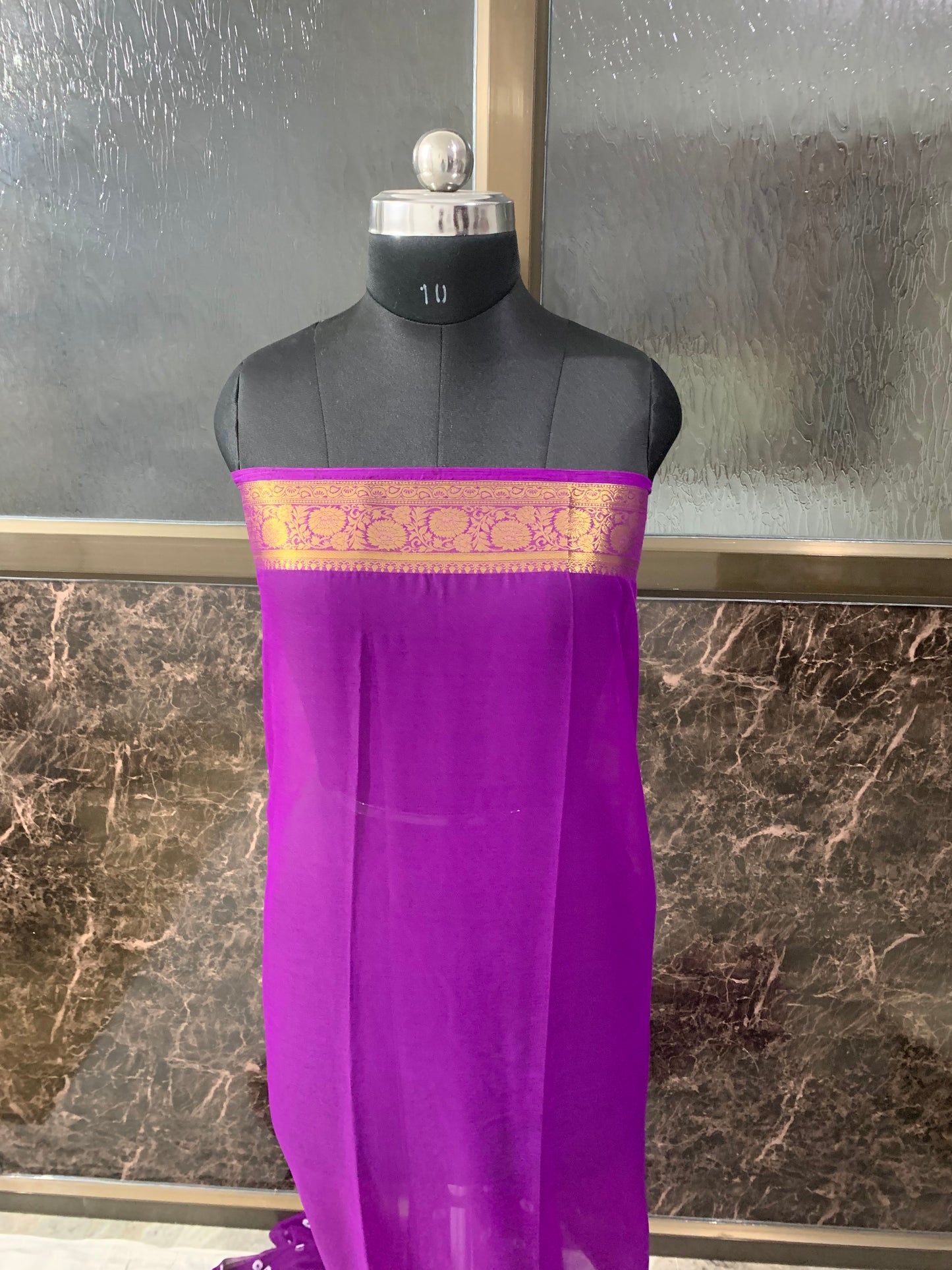 (Purple)chiffon bandhani saree