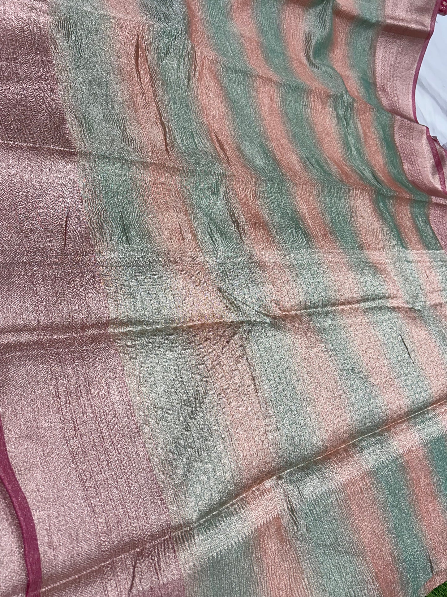 Multi colour tissue crush saree