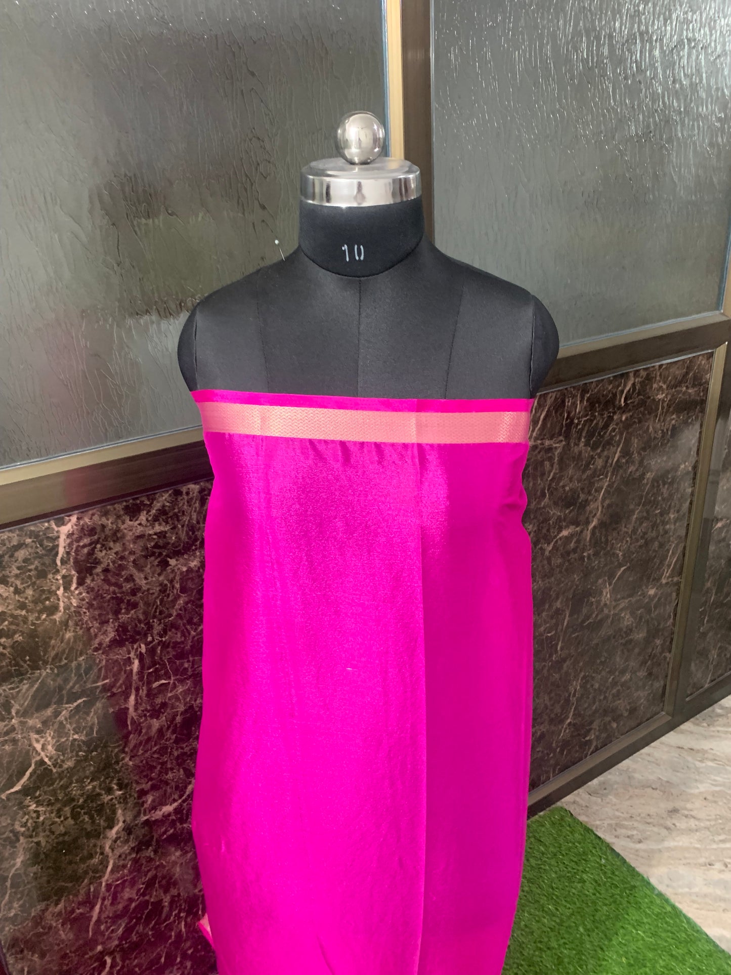 (Rani) Chiffon bandhani saree