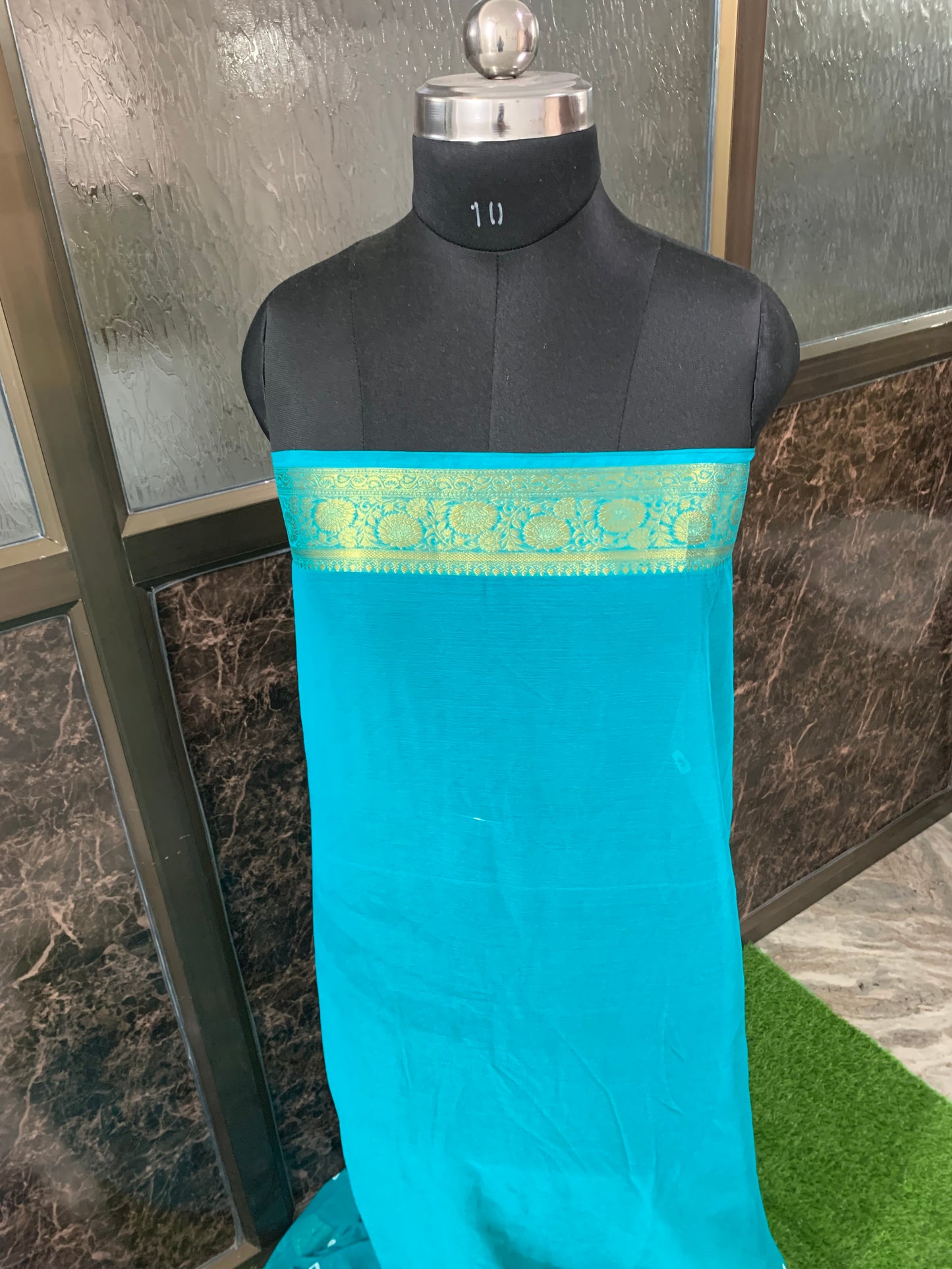 (Sea green) Chiffon bandhani saree