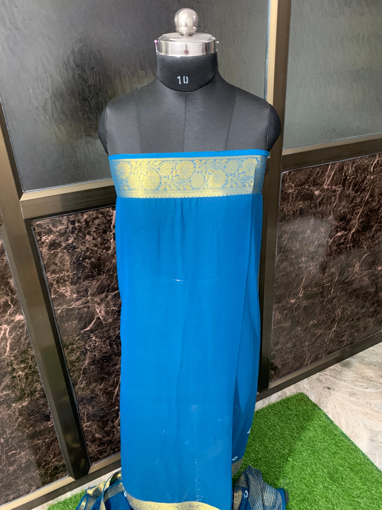 (Dark Blue)Chiffon bandhani saree