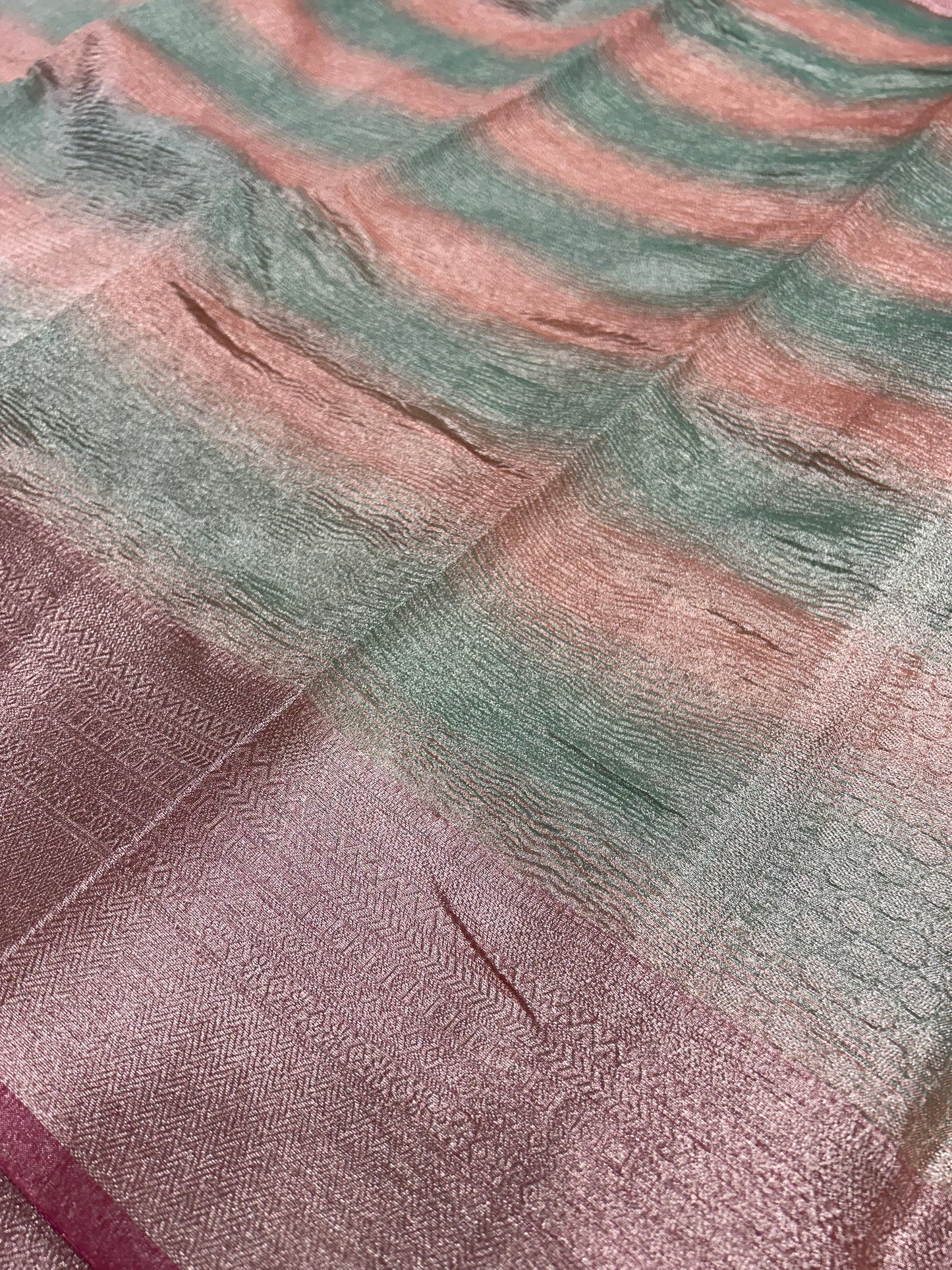 Multi colour tissue crush saree